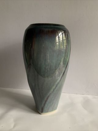 Bill Campbell Pottery Vase - 9” Blue Series Twist Vintage Ceramic Signed Wow 3