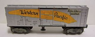 Lionel Trains 3474 Silver Western Pacific Operating Box Car Vintage Postwar