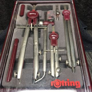 Rotring Drafting Compass Set Made In Germany Vintage