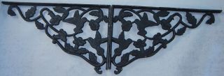 Antique Pair Solid Cast Iron Architectural Salvage Bird & Flower Shelf Brackets