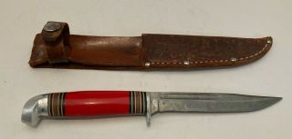 Vintage Western Field Red Handle Fixed Blade Knife