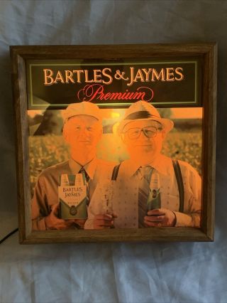 Vintage Bartles & Jaymes Premium Wine Coolers Lighted Bar Sign Wood Frame
