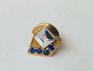 Vtg.  Arco Gas/oil Co.  10k Emblem 4 Sapphires Employee Service Award Pin