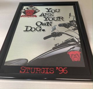 Vintage Sturges 96 Red Dog Beer Uncommonly Smooth - Framed Mirror