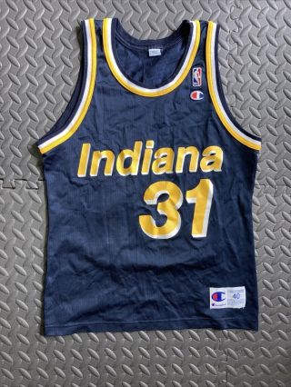 Vintage 90s Champion Indiana Pacers Reggie Miller Basketball Jersey Nba Size 40