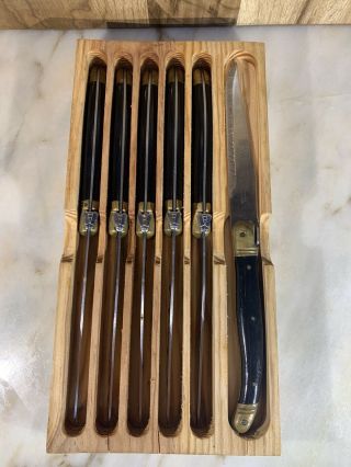 Vintage Sabatier France Laguiole “the Bee” Set 6 Stainless Steak Knives
