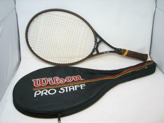 Vintage Wilson Pro Staff 125 Staff 4 3/8 Tennis Racquet Graphite W/ Carry Case