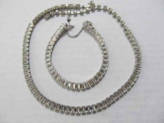 Vintage Weiss Designer Signed Clear Rhinestone Necklace & Matching Bracelet Set