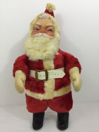 Vtg Mid Century Rubber Face Santa Claus Plush Doll Large 20” Tall 1950’s