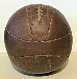 Vintage Leather Medicine Ball 7 Pounds 10 " Diameter Sports Equipment Work Out