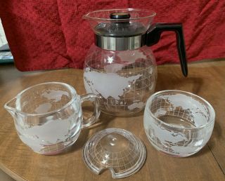 Vintage Nestle Nescafe World Globe Coffee Mug Coffee Pot Creamer & Sugar Bowl