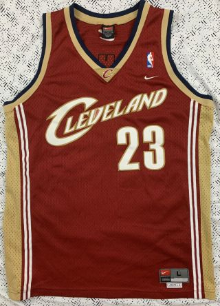 Vintage Nike Cleveland Cavaliers Lebron James Rookie Jersey L Nba Stitched Sewn