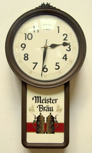 Vintage 22 " Tall " Meister Brau " Beer Wall Clock
