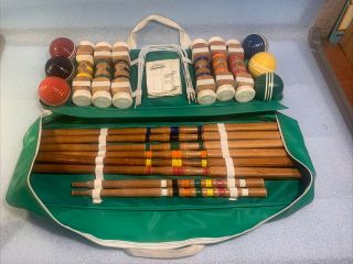 Vintage “the Newport Franklin” 6 Player Croquet Set & Bag “read”
