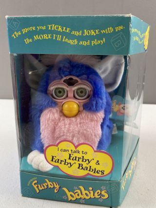 Vintage 1999 Furby Babies Blue And Pink W/ Blue Eyes With Tag 70 - 940