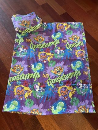 Vintage Goosebumps Twin Bed Sheet Set Flat & Fitted 90s Fabric Bedding