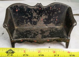 Antique Cast Iron Victorian Dollhouse Couch Settee Parlor Furniture 1865 Egz