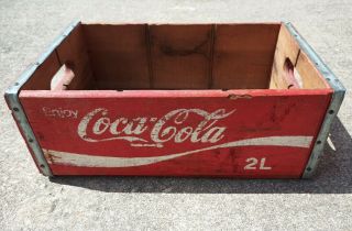 Vintage Red Enjoy Coca Cola Wooden Crate 2l 2 Liter 16.  5 X 10.  5 Vintage Coke