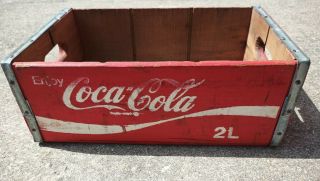 Vintage Red Enjoy Coca Cola Wooden Crate 2L 2 Liter 16.  5 x 10.  5 Vintage Coke 3