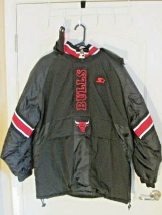 Vintage Starter Jacket Chicago Bulls Pullover Jacket 90s Mens Large Vacuumed Pac