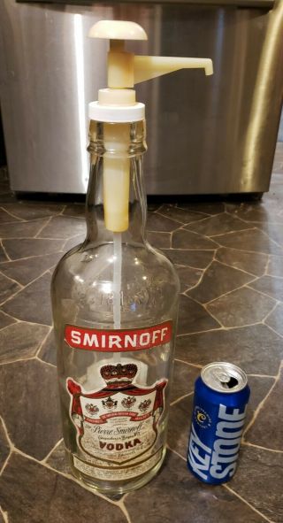 Large Vtg Smirnoff Vodka Bottle.  1 Gallon 18 " With Dispenser Very Rare