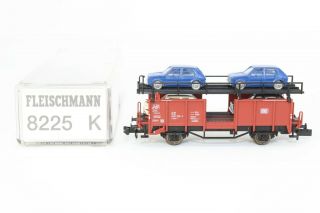 N Scale Fleischmann 8225 K - Auto Carrier Transport Car W/ 4 Car Load Lnib (b)