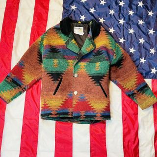 Vintage Pioneer Wear Blanket Jacket Size 8 Wool Southwest Albuquerque Usa Boho