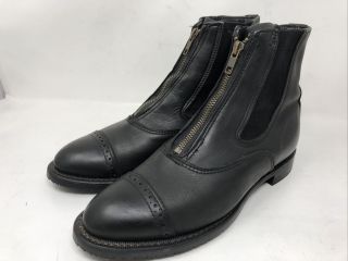 Grand Prix Women’s Boots Front Zip Black Leather Size 10c Made In Usa Vintage