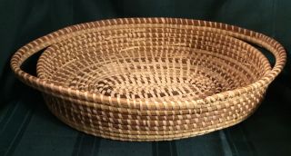 Vintage South Carolina Gullah Sweetgrass Basket Oval Handled