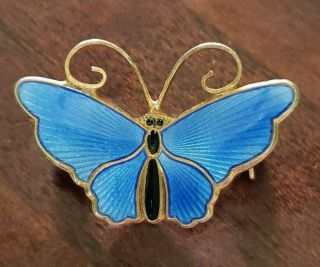 Vintage Artisan David Andersen Norway Sterling Butterfly Blue Morpho Pin