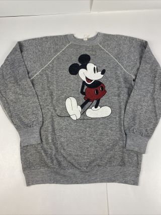 Vintage 70s Mickey Mouse Disney Crewneck Sweatshirt Tropix Togs Large Usa Made
