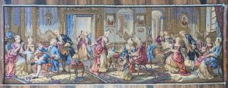 Vintage Belgian Tapestry - Colorful 18th Century French Salon Scene 20 " X 54 "