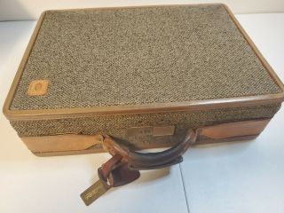 Vintage Hartmann Tweed & Leather Briefcase Hard Case 18  X 13  X 4