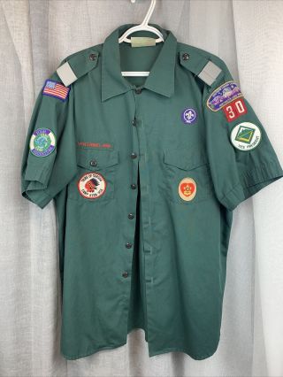 Boy Scouts Of America Venturing Uniform Shirt Bsa Vtg Usa Green Mens Xlarge