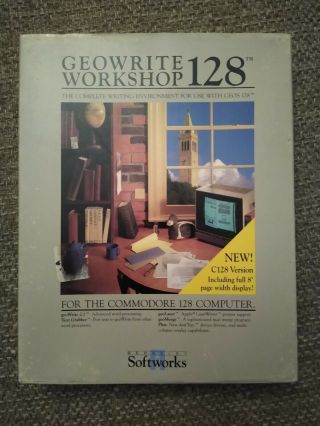 Vintage Geos 1987 Software Geowrite Workshop 128 Big Box Complete Commodore Vgc