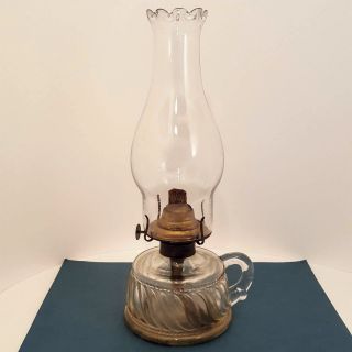 Antique P & A Mfg.  Waterbury Conn Glass Finger Oil Lamp Eagle Burner 11 - 1/2 "