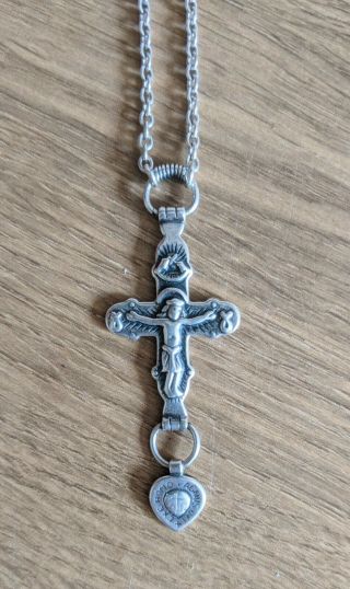 Kalevala Koru Vintage Sterling Silver Crucifix Cross Pendant Necklace Finland