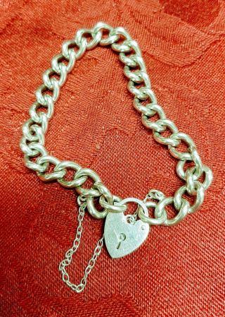 Sterling Silver Vintage Hallmarked Bracelet With Lock