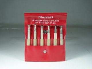 (6) Pc Vintage 1960s Starrett No.  S 555 - 6 Jewelers Screwdriver Set W Case
