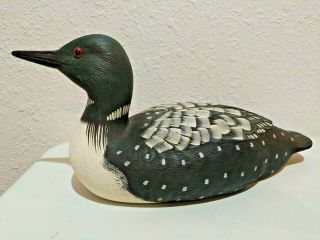 Loon Hand Carved Wooden Duck Decoy Signed L Lightfoot 2