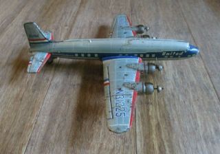Rare Vintage Marx United Airlines Dc - 7 Friction Tin Prop Airplane N31225 Restore