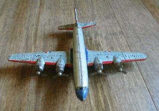 Rare Vintage MARX United Airlines DC - 7 Friction Tin Prop Airplane N31225 restore 2