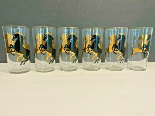 Vintage Drinking Glasses With Black And Gold Horse Decals 50 