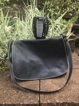 Coach Vintage Black Leather Messenger Bag 7754 Briefcase Tote Business Crossbody