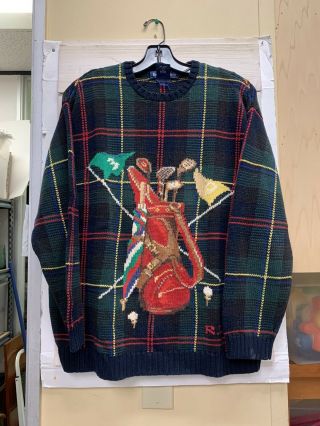 Vintage Polo Ralph Lauren Hand Knit Golf Sweater Size Small