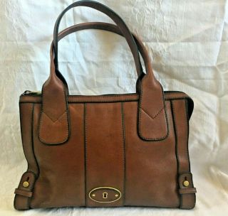 Fossil Vintage Reissue Dark Brown Leather Satchel Shoulder Bag Tote Ds19