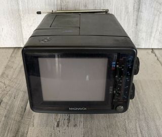 Vintage 1989 Magnavox 5” Perfect View Portable Color Tv & Radio Model Ck 392 Wkg