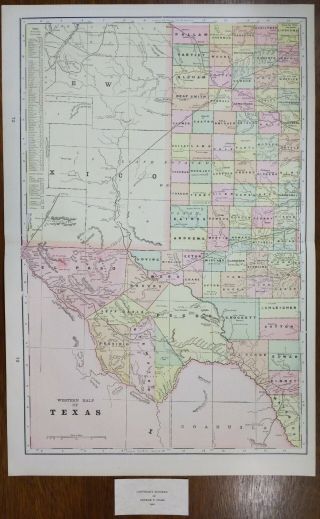 Vintage 1900 West Texas Map 14 " X22 " Old Antique Amarillo Barstow Tx