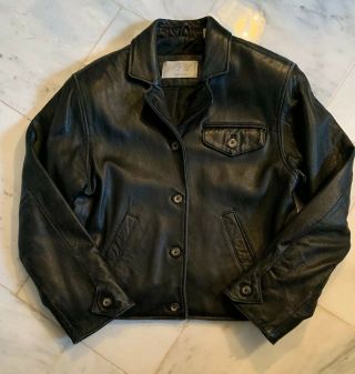 Vintage 1990’s Black Leather Cropped Vintage Moto Biker Jacket Sz Petite 4