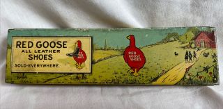 Vintage Red Goose Shoes Advertising Tin Litho Pencil Box Canco Beautebox Rare